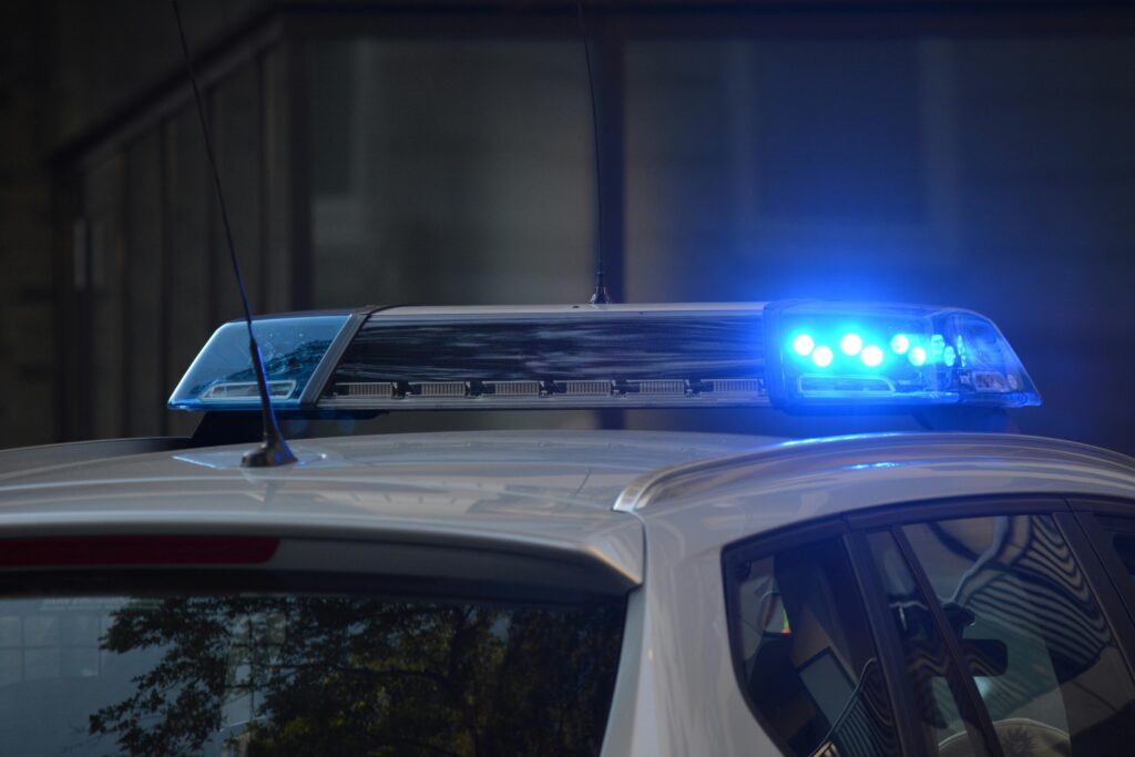 a closeup of the lights on top of a police car