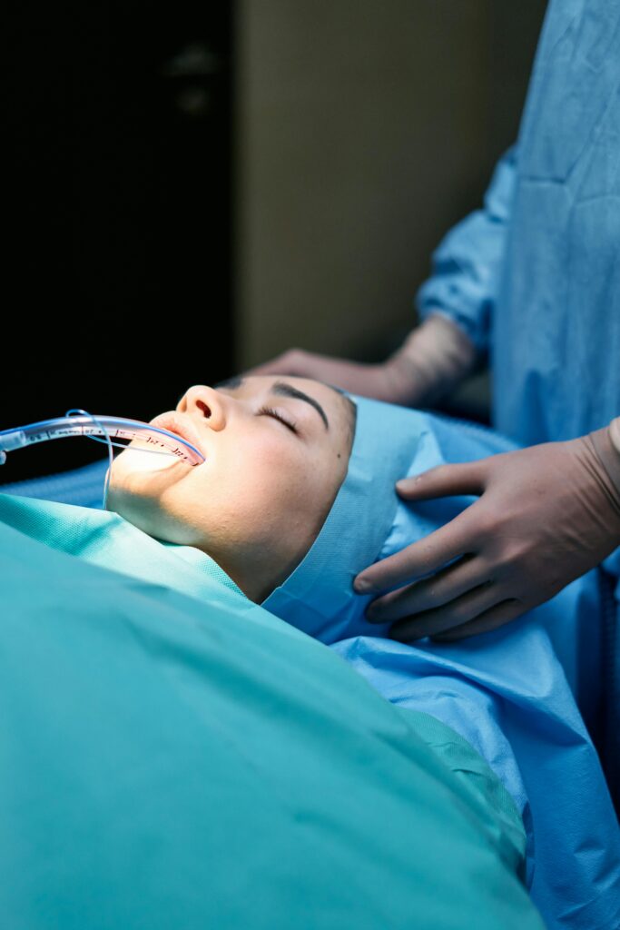 a patient under anesthesia about to go into surgery